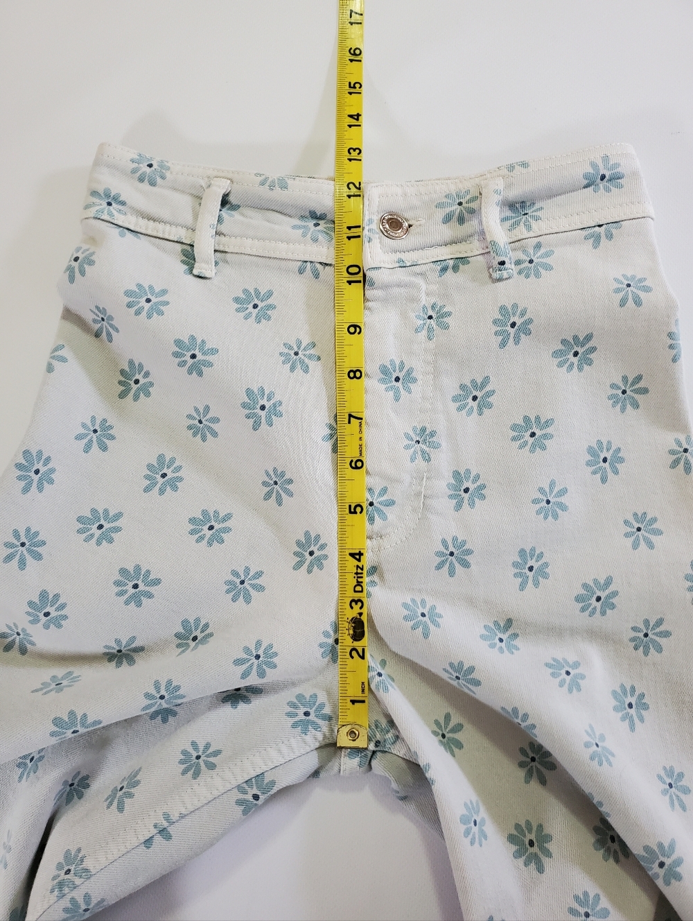 🟢7653 * Zara Marine Straight Leg Floral Daisy Print Jeans Light Wash Size 2 - Picture 10 of 12